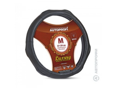 Оплётка руля "Luxury" кожа, 3 рельефные вставки (черный) (L) от Autoprofi Оплётка руля "Luxury" кожа, 3 рельефные вставки (черный) (L)