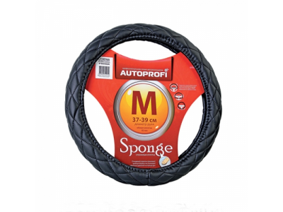 Оплётка руля имитация кожи, стеганая (черный) (М)