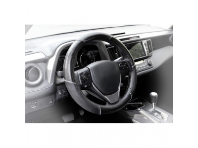 Оплетка, иск. кожа, черная/принт, 40 см / L