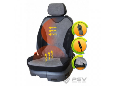 Накидка на сиденье с подогревом PSV "САХАРА" майка черный/серый от PSV Накидка на сиденье с подогревом PSV "САХАРА" майка черный/серый
