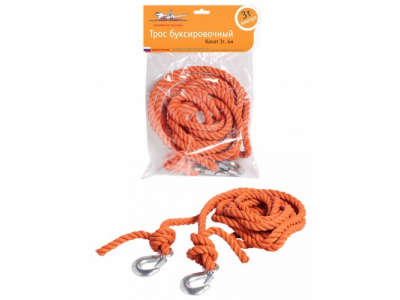 Трос буксировочный канат AIRLANE 3т, 4м, 2крюка от Airline Трос буксировочный канат AIRLANE 3т, 4м, 2крюка