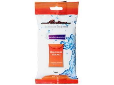 Салфетки влажные AIRLINE антибактериальные (10шт) от Airline Салфетки влажные AIRLINE антибактериальные (10шт)