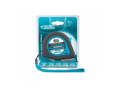 Рулетка "Ergonomisch", 8 м x 25 мм, магнитный обрезиненный зацеп// GROSS