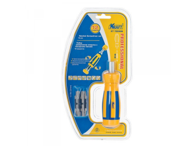 Набор: реверсивная отвертка с насадками-битами 12 предметов от KRAFT Набор: реверсивная отвертка с насадками-битами 12 предметов