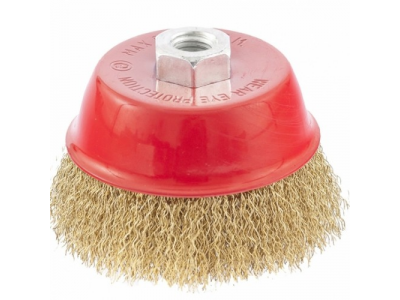 Щетка для УШМ, 75 мм, М14, "чашка", латунированная витая проволока// MATRIX