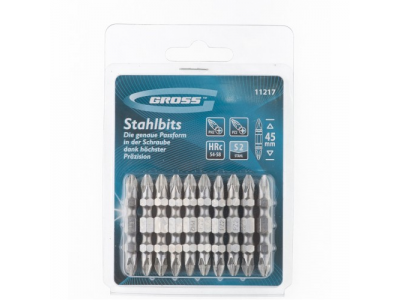 Набор бит двухстор., Ph2-Pz2х45мм, сталь S2, 10шт //GROSS