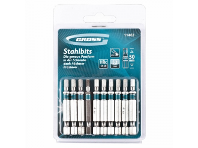Набор бит HEX 4х50, сталь S2, 10 шт //GROSS от GROSS Набор бит HEX 4х50, сталь S2, 10 шт //GROSS