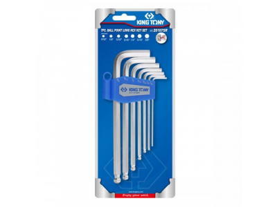 Набор Г-образных шестигранников 3/32"-3/8", с шаровым окончанием, 7 предметов, KING TONY