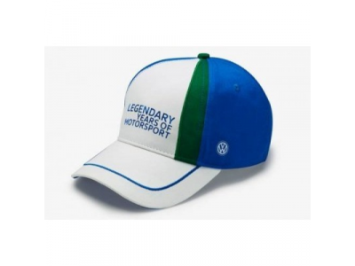 Бейсболка Volkswagen Baseball Cap, Legendary years of Motorsport, Blue/Green/White от VAG Бейсболка Volkswagen Baseball Cap, Legendary years of Motorsport, Blue/Green/White