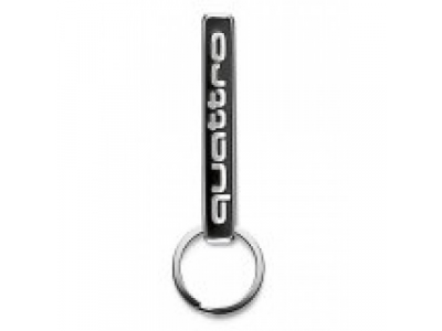 Металлический брелок с карабином Audi Key ring quattro, black/silver, артикул 3181400900 от VAG Металлический брелок с карабином Audi Key ring quattro, black/silver, артикул 3181400900