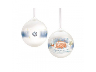 Елочный шар с изображением микроавтобуса Volkswagen T1, артикул 000087790G084 от VAG Елочный шар с изображением микроавтобуса Volkswagen T1, артикул 000087790G084