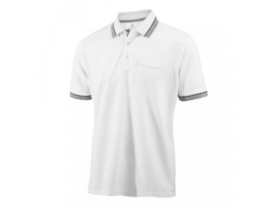 Мужская рубашка-поло Mercedes-Benz Men's Poloshirt Logo-Stick, White, артикул B66951733