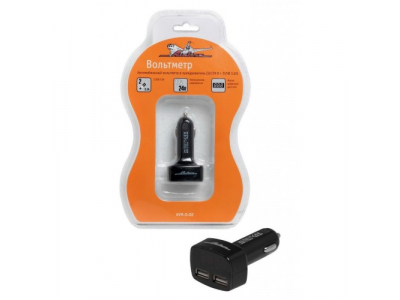 Вольтметр в прикуриватель 12-24В + 2USB 3,1A AIRLINE