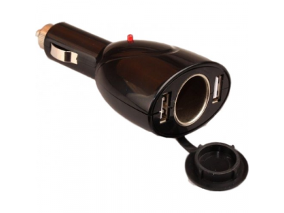 Разветвитель прикуривателя на 1 гнездо+2 USB 12/24 В «SKYBEAR»