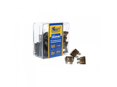 Набор предохранителей 7,5А (MEDIUM 50шт) пласт.кор от KRAFT Набор предохранителей 7,5А (MEDIUM 50шт) пласт.кор