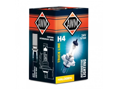 Лампа галогенная AWM H4 24V 75/70 W (P43T) от AWM Лампа галогенная AWM H4 24V 75/70 W (P43T)