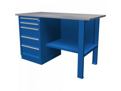Верстак однотумбовый с 5 ящиками (1390х686х845h), оцинкованная столешница от ФЕРРУМ Верстак однотумбовый с 5 ящиками (1390х686х845h), оцинкованная столешница